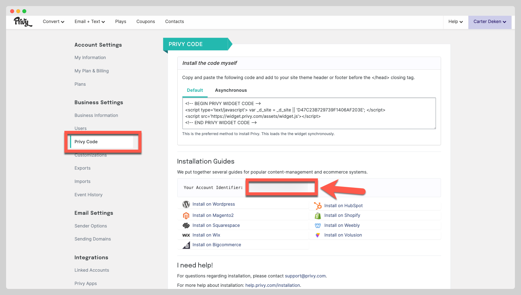 Privy Account Identifiers